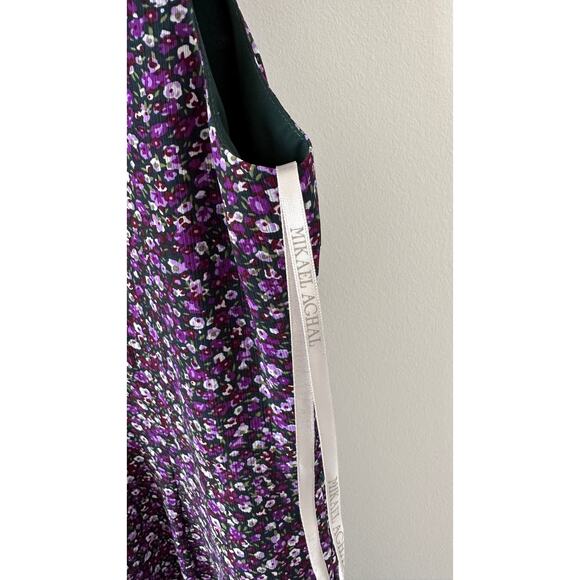 Mikael Aghal Belted Ruffled Floral Jumpsuit in Purple Size 6 - Picture 9 of 12